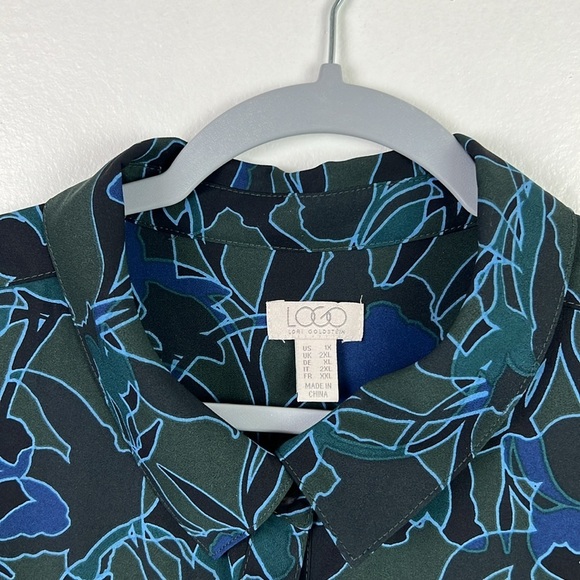 Logo By Lori Goldstein Women’s 1X Button Up Long Sleeve Print Tunic Blouse - Picture 3 of 7